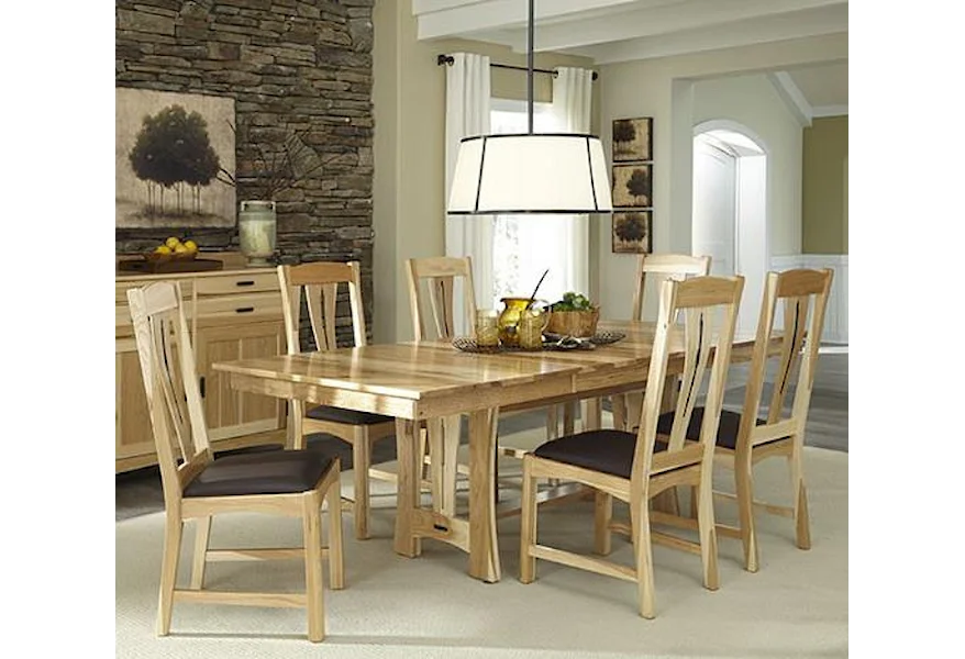 Cattail Bungalow 7-Piece Trestle Table Dining Set by AAmerica at Esprit Decor Home Furnishings